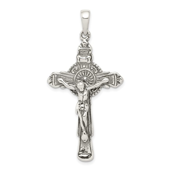 Million Charms 925 Sterling Silver Antiqued Iona Crucifix Necklace Charm Pendant - Picture 1 of 4
